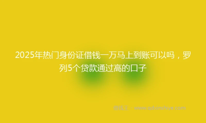 2025年热门身份证借钱一万马上到账可以吗，罗列5个贷款通过高的口子