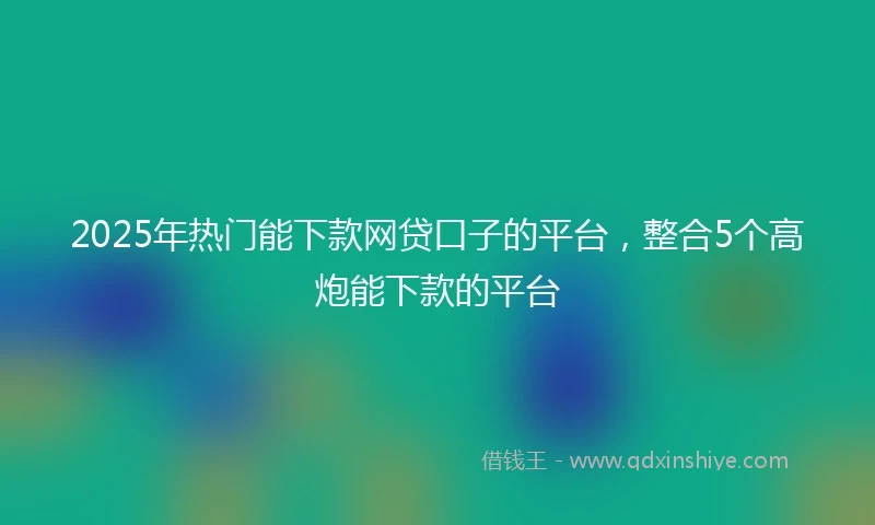 2025年热门能下款网贷口子的平台，整合5个高炮能下款的平台