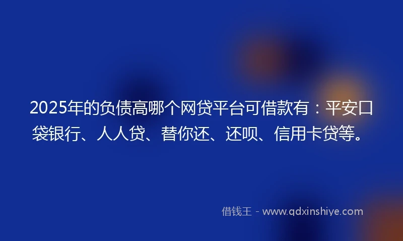 2025年的负债高哪个网贷平台可借款有：平安口袋银行、人人贷、替你还、还呗、信用卡贷等。