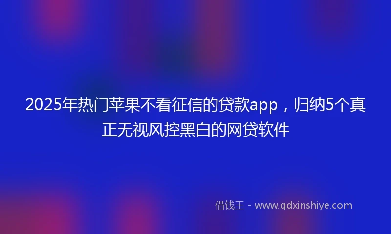 2025年热门苹果不看征信的贷款app，归纳5个真正无视风控黑白的网贷软件