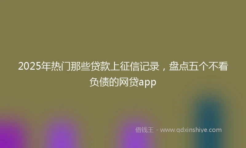 2025年热门那些贷款上征信记录，盘点五个不看负债的网贷app