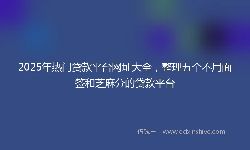 2025年热门贷款平台网址大全，整理五个不用面签和芝麻分的贷款平台