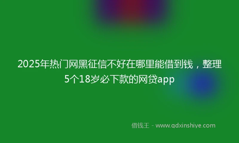 2025年热门网黑征信不好在哪里能借到钱，整理5个18岁必下款的网贷app
