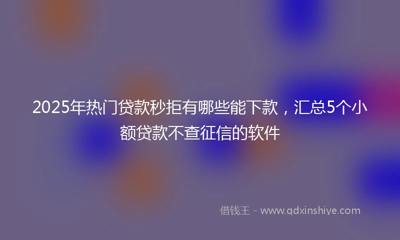 2025年热门贷款秒拒有哪些能下款，汇总5个小额贷款不查征信的软件