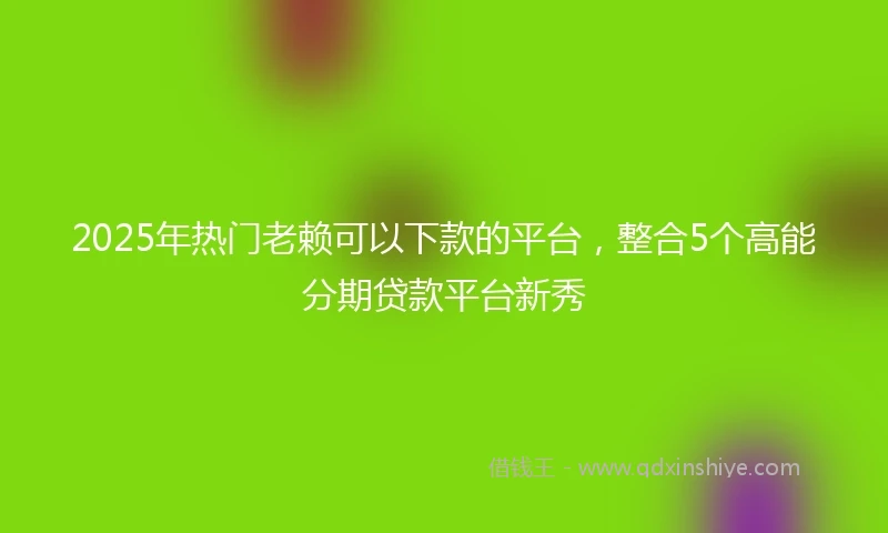 2025年热门老赖可以下款的平台，整合5个高能分期贷款平台新秀