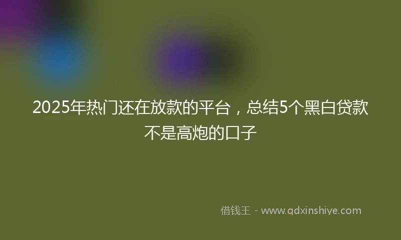 2025年热门还在放款的平台，总结5个黑白贷款不是高炮的口子
