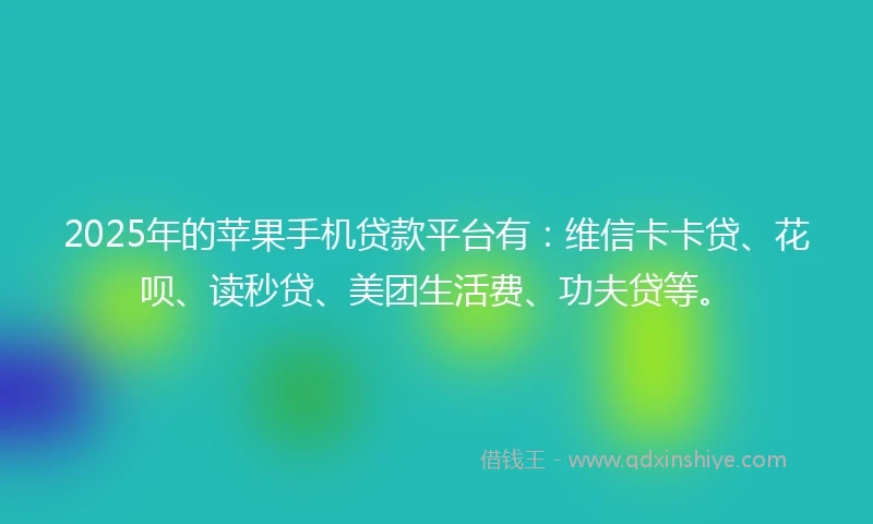 2025年的苹果手机贷款平台有：维信卡卡贷、花呗、读秒贷、美团生活费、功夫贷等。
