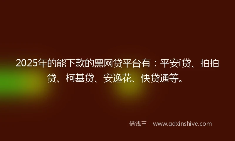 2025年的能下款的黑网贷平台有：平安i贷、拍拍贷、柯基贷、安逸花、快贷通等。