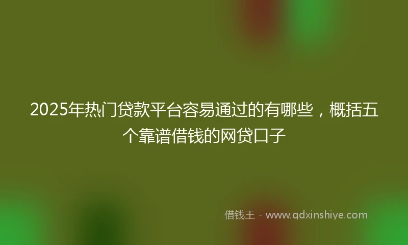 2025年热门贷款平台容易通过的有哪些，概括五个靠谱借钱的网贷口子