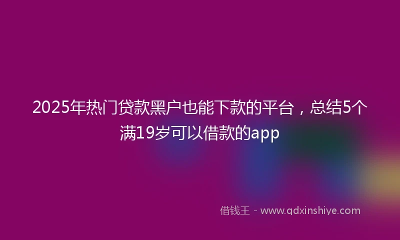2025年热门贷款黑户也能下款的平台，总结5个满19岁可以借款的app