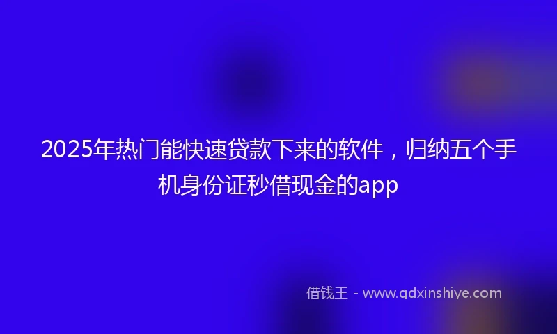 2025年热门能快速贷款下来的软件，归纳五个手机身份证秒借现金的app