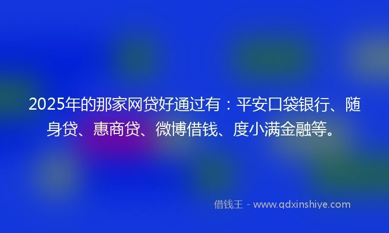 2025年的那家网贷好通过有：平安口袋银行、随身贷、惠商贷、微博借钱、度小满金融等。