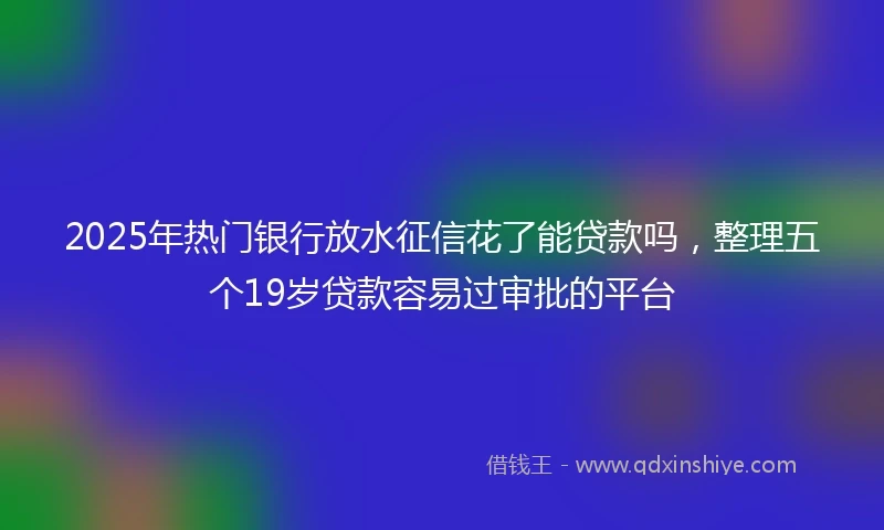 2025年热门银行放水征信花了能贷款吗，整理五个19岁贷款容易过审批的平台