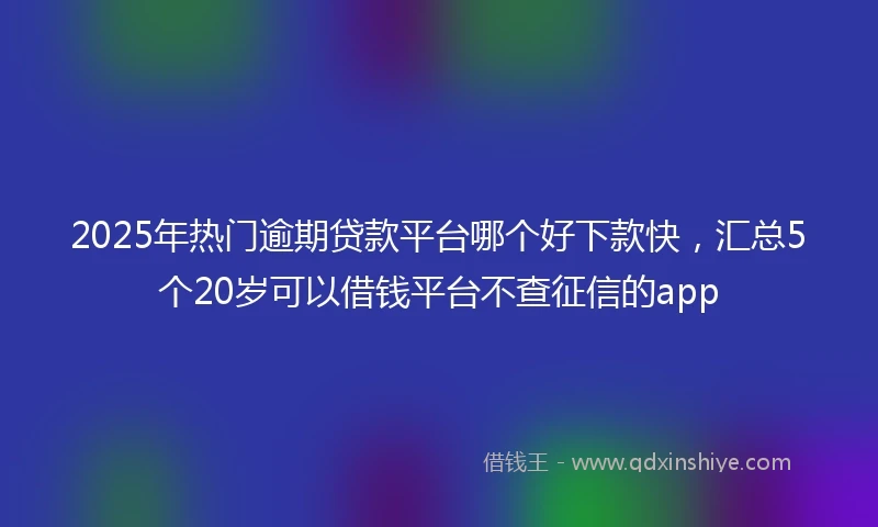 2025年热门逾期贷款平台哪个好下款快，汇总5个20岁可以借钱平台不查征信的app