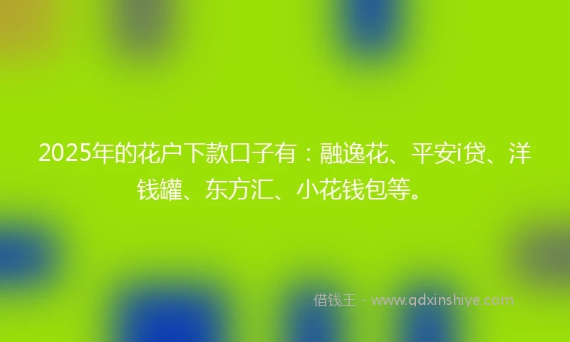 2025年的花户下款口子有：融逸花、平安i贷、洋钱罐、东方汇、小花钱包等。
