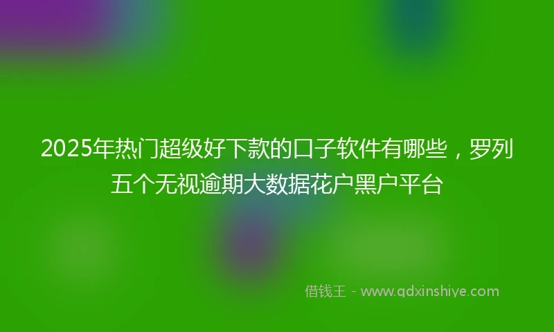 2025年热门超级好下款的口子软件有哪些，罗列五个无视逾期大数据花户黑户平台
