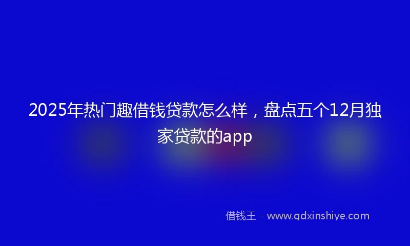 2025年热门趣借钱贷款怎么样，盘点五个12月独家贷款的app