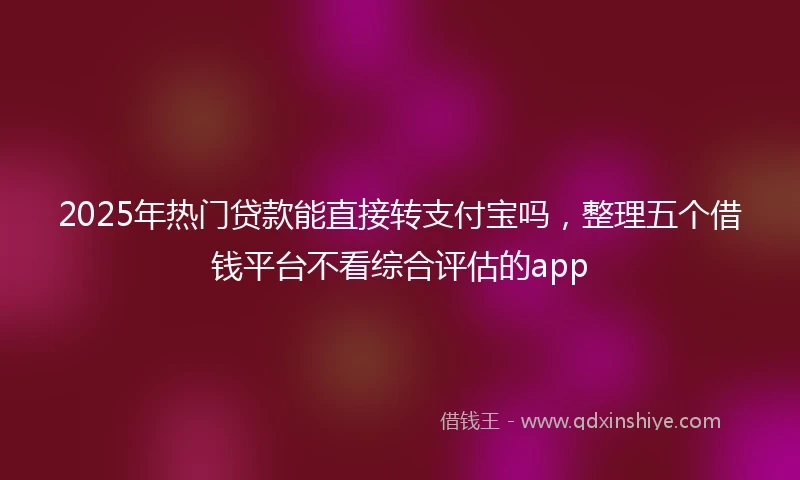 2025年热门贷款能直接转支付宝吗，整理五个借钱平台不看综合评估的app