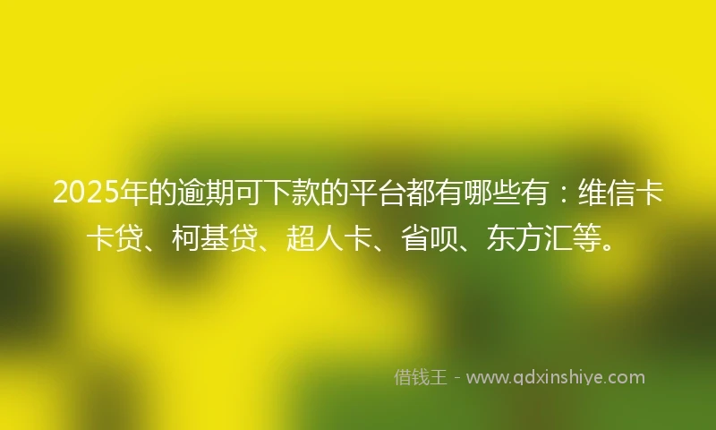 2025年的逾期可下款的平台都有哪些有：维信卡卡贷、柯基贷、超人卡、省呗、东方汇等。