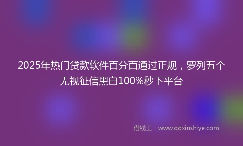 2025年热门贷款软件百分百通过正规，罗列五个无视征信黑白100%秒下平台