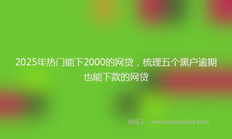2025年热门能下2000的网贷，梳理五个黑户逾期也能下款的网贷