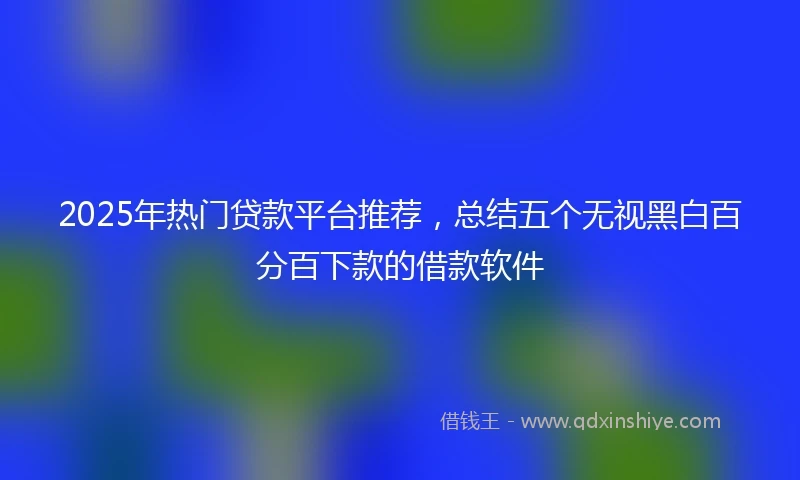 2025年热门贷款平台推荐，总结五个无视黑白百分百下款的借款软件