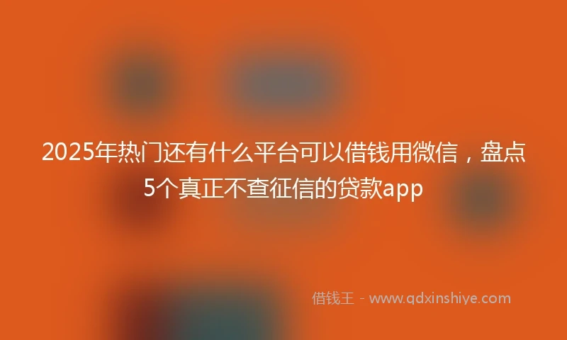 2025年热门还有什么平台可以借钱用微信，盘点5个真正不查征信的贷款app