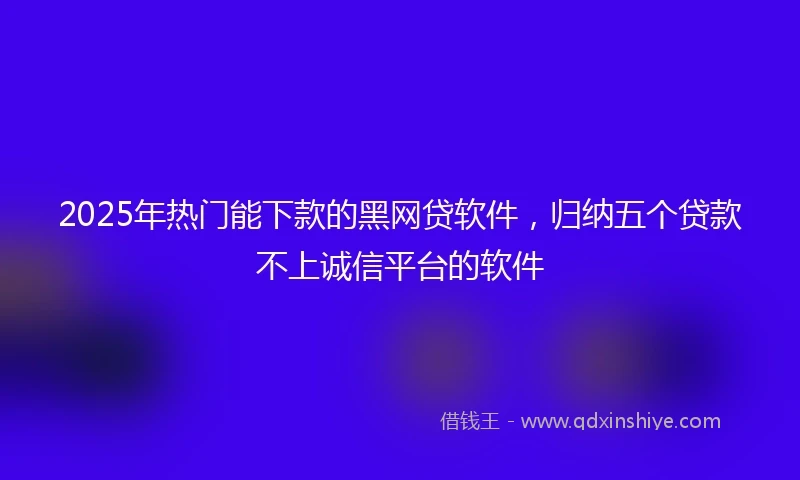 2025年热门能下款的黑网贷软件，归纳五个贷款不上诚信平台的软件