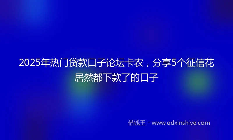 2025年热门贷款口子论坛卡农,分享5个征信花居然都下款了的口子