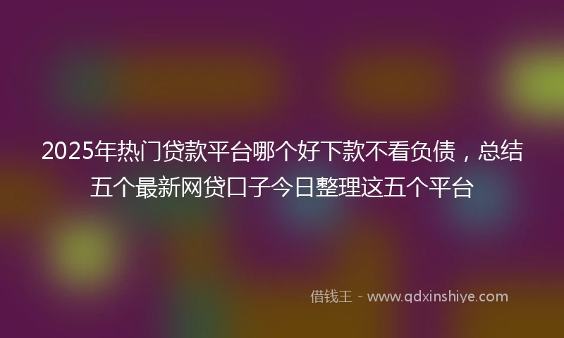 2025年热门贷款平台哪个好下款不看负债，总结五个最新网贷口子今日整理这五个平台