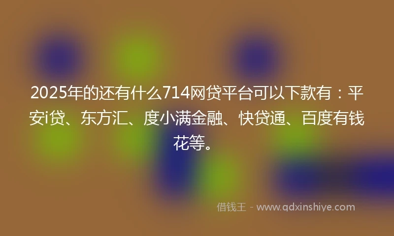 2025年的还有什么714网贷平台可以下款有：平安i贷、东方汇、度小满金融、快贷通、百度有钱花等。