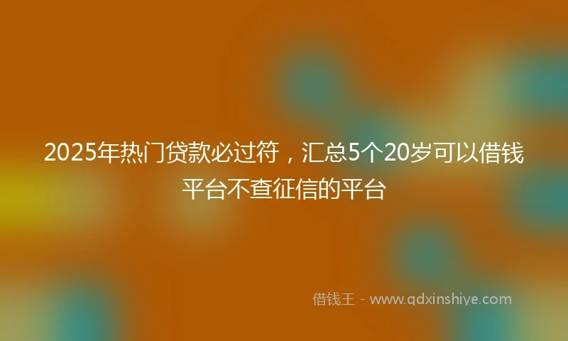 2025年热门贷款必过符，汇总5个20岁可以借钱平台不查征信的平台
