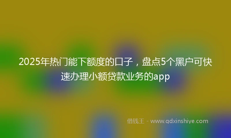 2025年热门能下额度的口子，盘点5个黑户可快速办理小额贷款业务的app