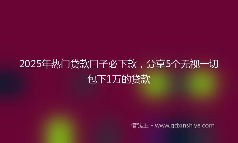 2025年热门贷款口子必下款，分享5个无视一切包下1万的贷款