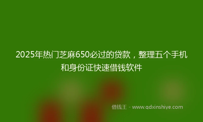 2025年热门芝麻650必过的贷款，整理五个手机和身份证快速借钱软件