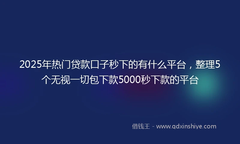 2025年热门贷款口子秒下的有什么平台，整理5个无视一切包下款5000秒下款的平台