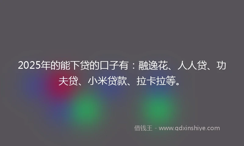 2025年的能下贷的口子有：融逸花、人人贷、功夫贷、小米贷款、拉卡拉等。
