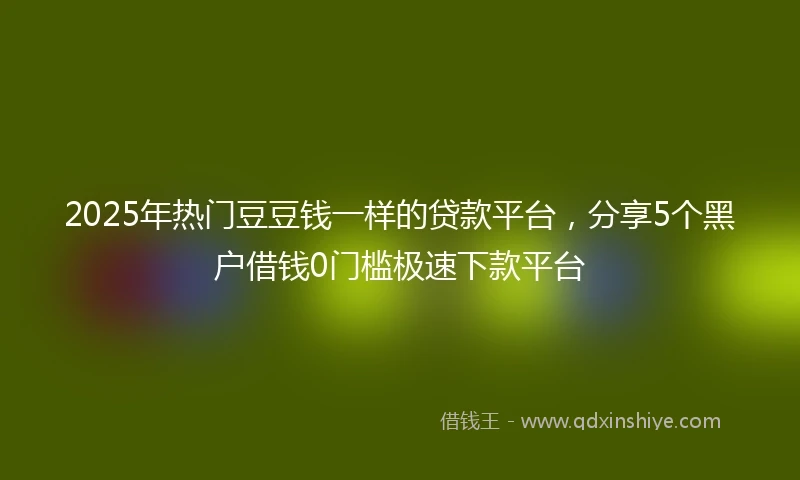 2025年热门豆豆钱一样的贷款平台，分享5个黑户借钱0门槛极速下款平台