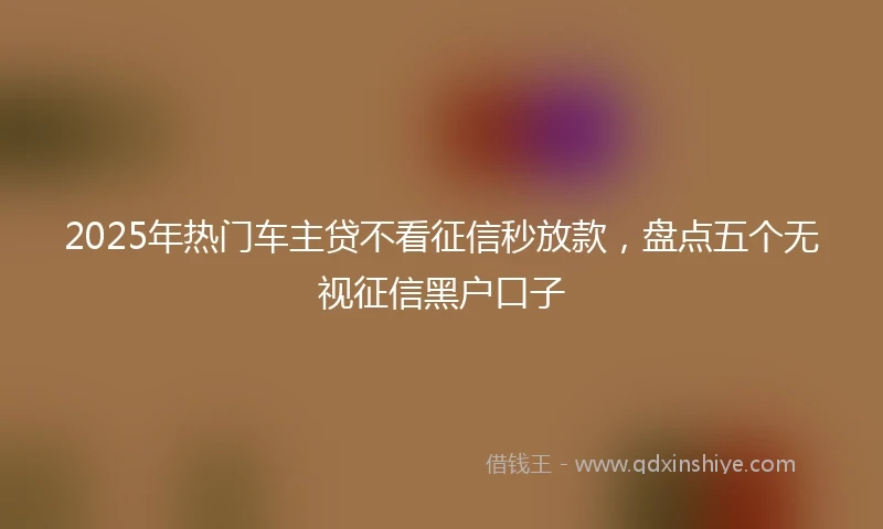 2025年热门车主贷不看征信秒放款，盘点五个无视征信黑户口子