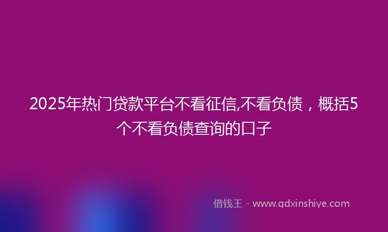 2025年热门贷款平台不看征信,不看负债，概括5个不看负债查询的口子