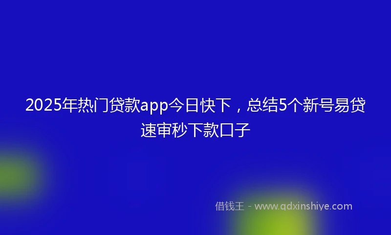 2025年热门贷款app今日快下，总结5个新号易贷速审秒下款口子