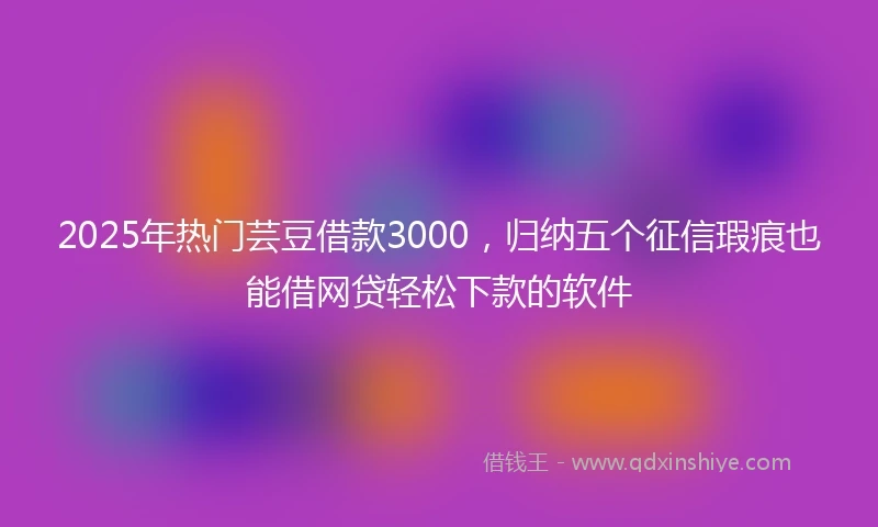2025年热门芸豆借款3000，归纳五个征信瑕疵也能借网贷轻松下款的软件