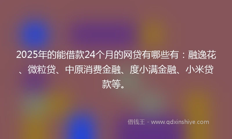 2025年的能借款24个月的网贷有哪些有：融逸花、微粒贷、中原消费金融、度小满金融、小米贷款等。