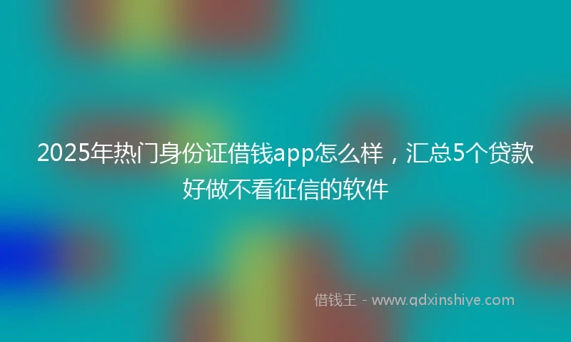 2025年热门身份证借钱app怎么样，汇总5个贷款好做不看征信的软件