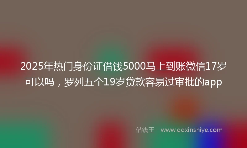 2025年热门身份证借钱5000马上到账微信17岁可以吗，罗列五个19岁贷款容易过审批的app