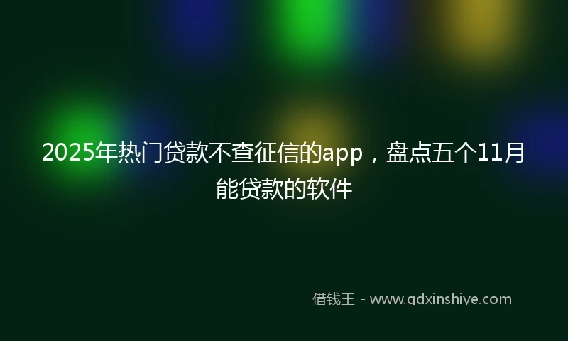 2025年热门贷款不查征信的app，盘点五个11月能贷款的软件