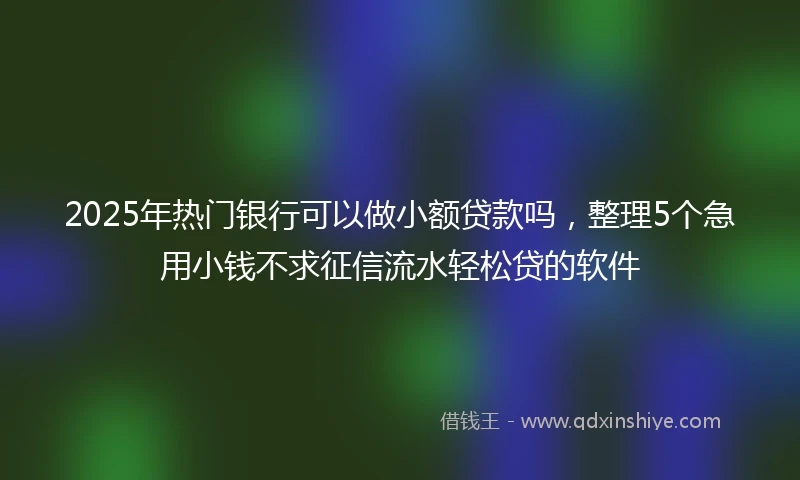 2025年热门银行可以做小额贷款吗，整理5个急用小钱不求征信流水轻松贷的软件