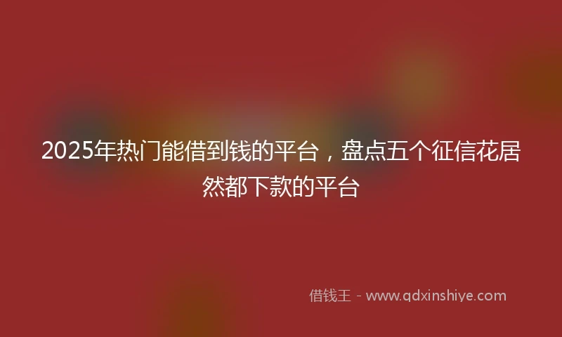 2025年热门能借到钱的平台，盘点五个征信花居然都下款的平台