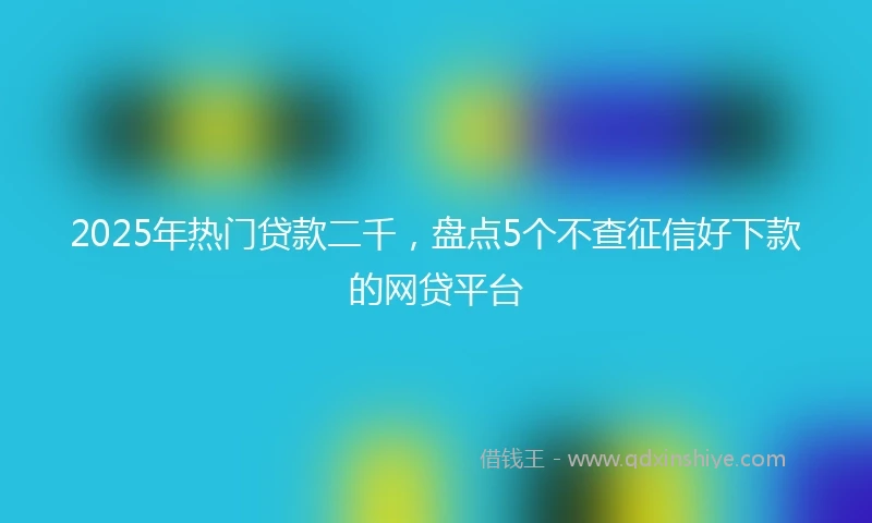 2025年热门贷款二千，盘点5个不查征信好下款的网贷平台