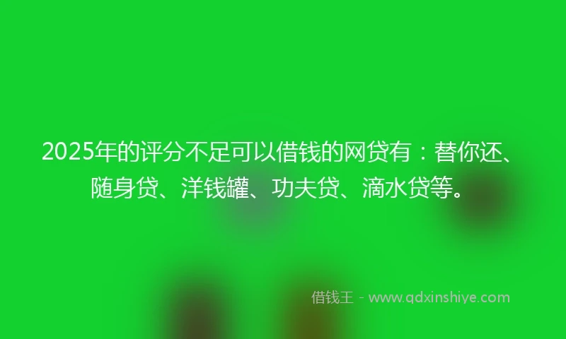 2025年的评分不足可以借钱的网贷有：替你还、随身贷、洋钱罐、功夫贷、滴水贷等。